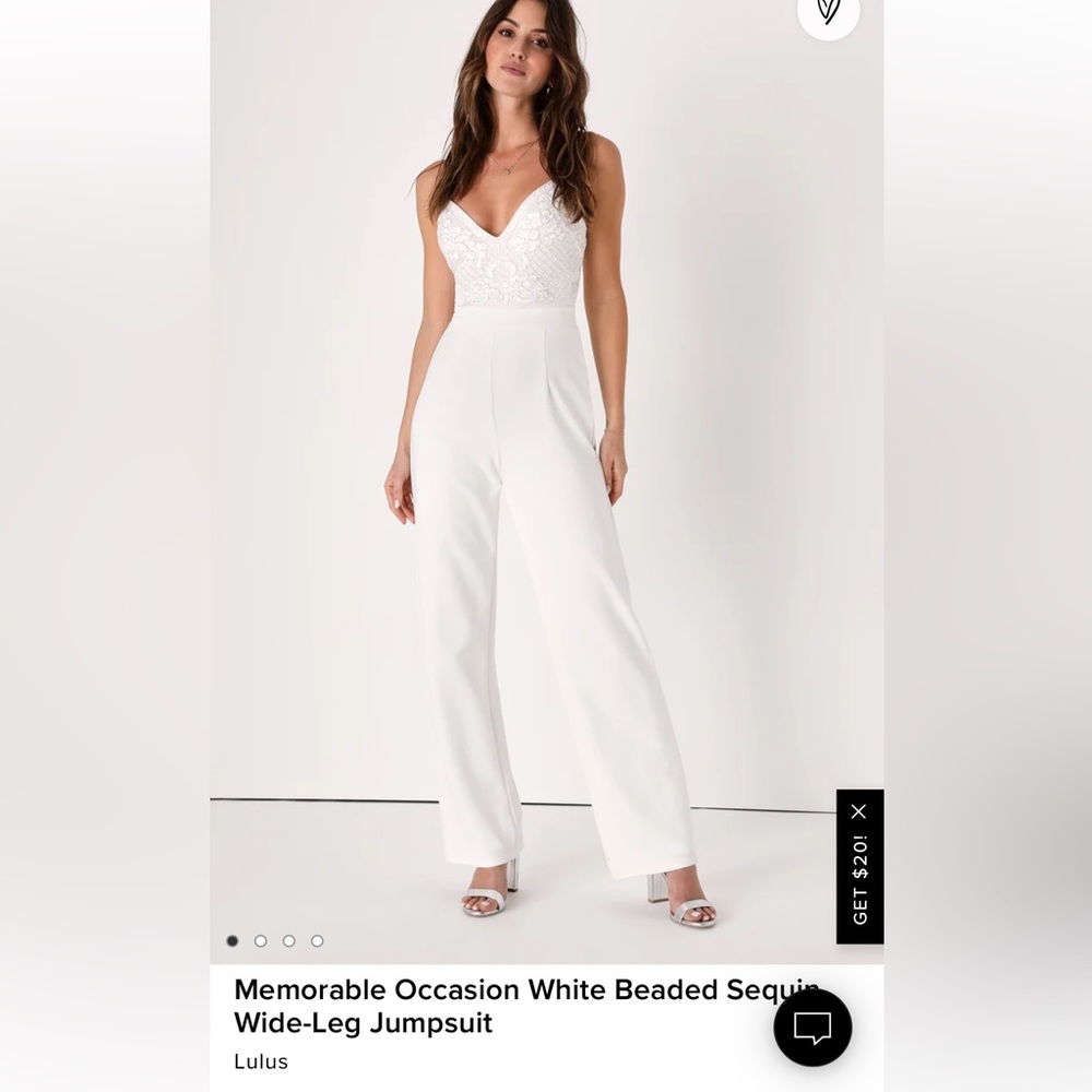 NWT Lulus white jumpsuit with beaded top